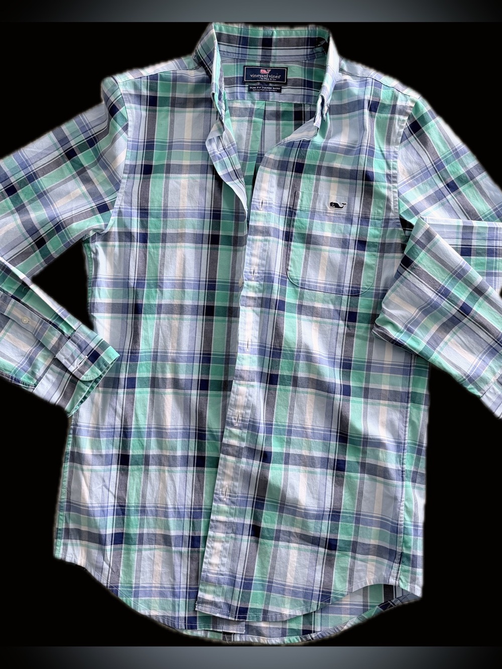 Classic Vineyard Vines Boy’s / Men’s Cotton Plaid Slim Fit Tucker Button Down
